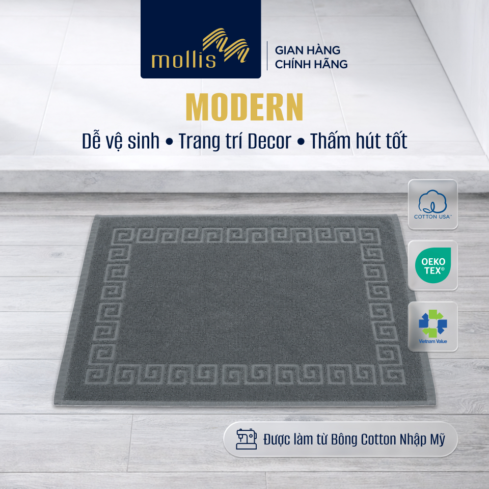 Thảm chân Mollis MODERN siêu thấm hút, dày dặn, decor phòng tắm phòng ngủ, trang trí nâng tầm không 