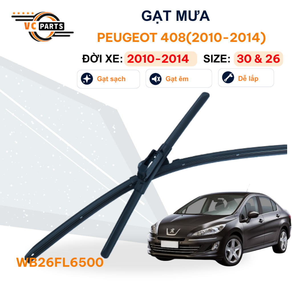 Gạt Mưa Thân Mềm Schaeffler Kích thước 30 & 26 Cho Peugeot 408 2010-2014