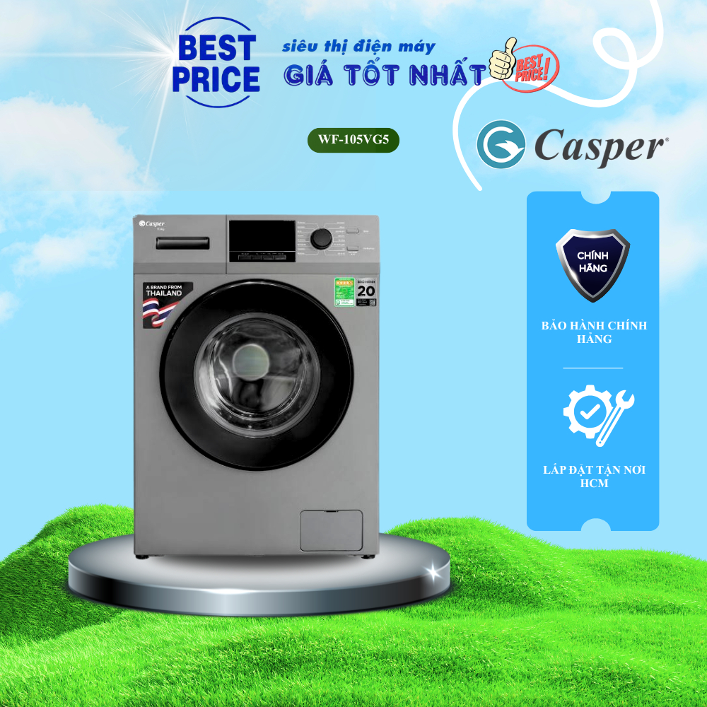 WF-105VG5 Máy giặt Casper Inverter 10.5 kg  phù hơp gia đình từ 7 thành viên WF-105VG5
