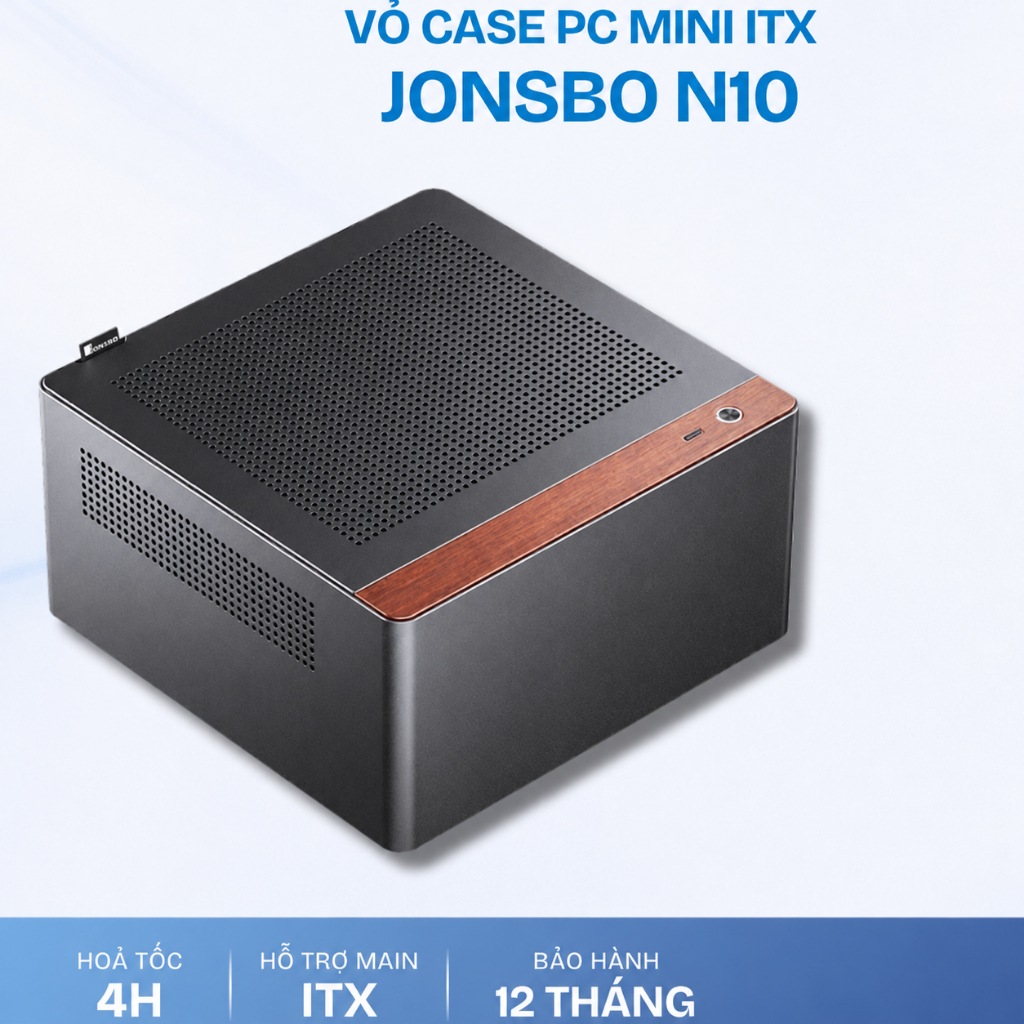 Vỏ Case PC Mini Tower Jonsbo N10 Case Máy Tính ITX Kim Loại Gỗ Nhỏ Gọn Để Bàn Chính Hãng