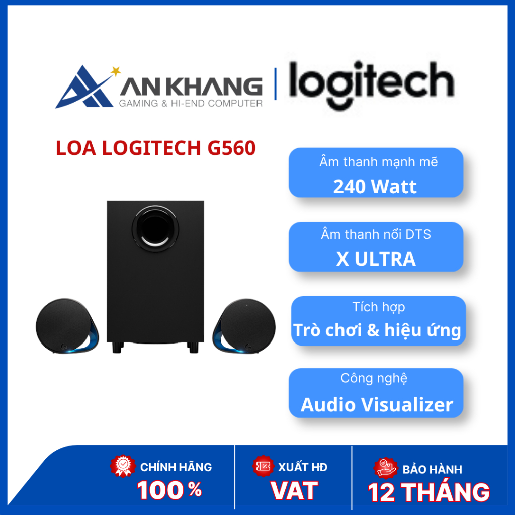Loa Logitech G560 LIGHTSYNC RGB | Gaming 2.1 | DTS:X Ultra | 240W Peak