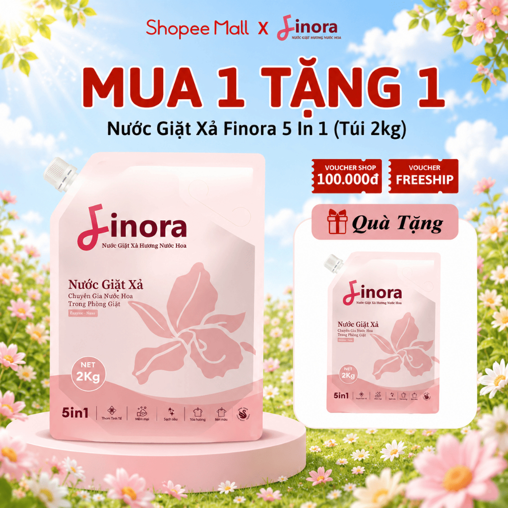 [ MUA 1 TẶNG 1 ] Nước Giặt Xả Finora Hương Nước Hoa , Lưu Hương lâu, 2 Túi/4kg