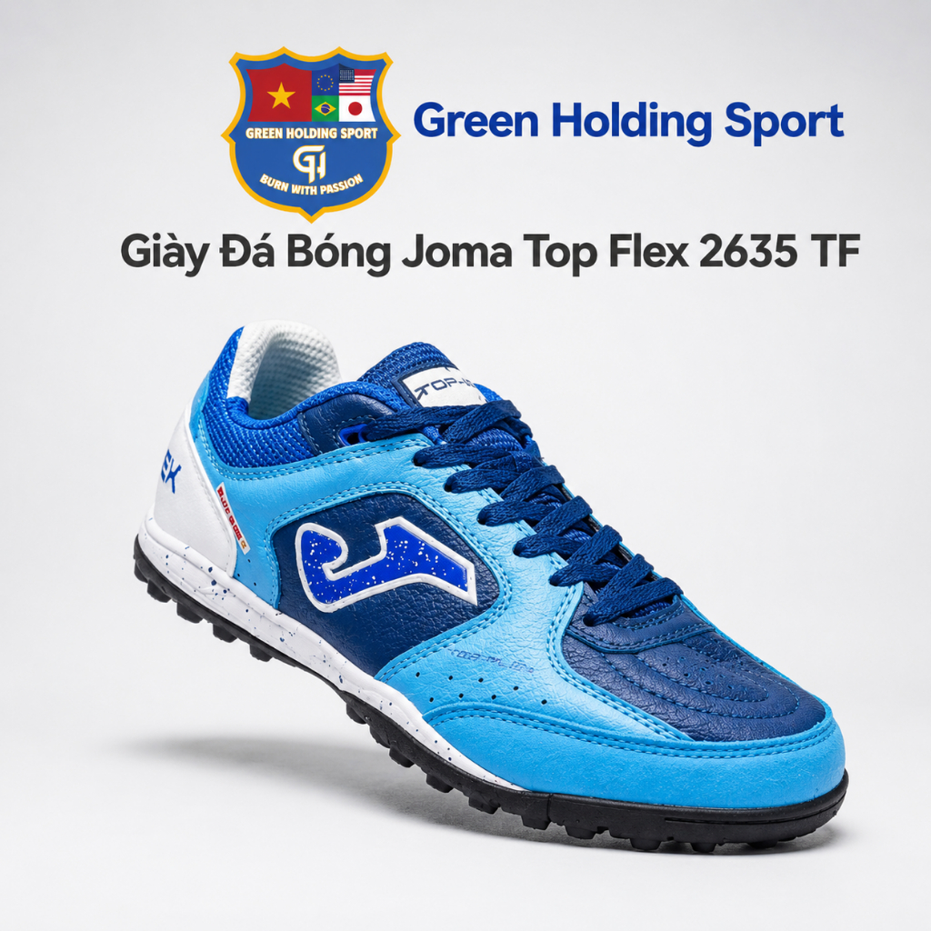 Giày Đá Bóng Joma Top Flex 2635 TF Chính Hãng – Da Mềm, Bền Bỉ Đá Phủi