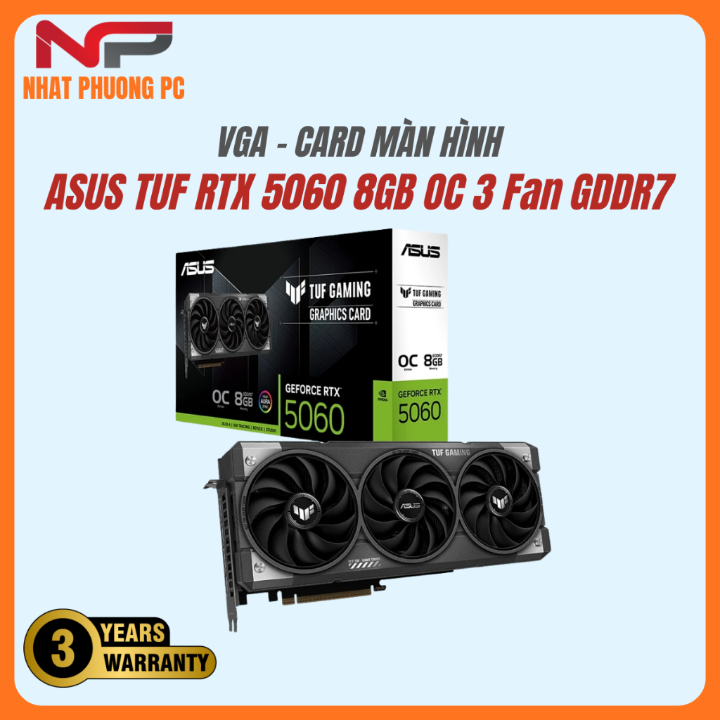 VGA ASUS TUF Gaming GeForce RTX 5060 8GB OC 3 Fan GDDR7