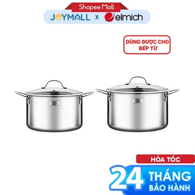 Bộ Nồi Inox Dập Nguyên Khối Elmich Trimax Classic EL-2108OL/2107OL Sz16,18,20, Bắt Nhiệt Tốt-JoyMall
