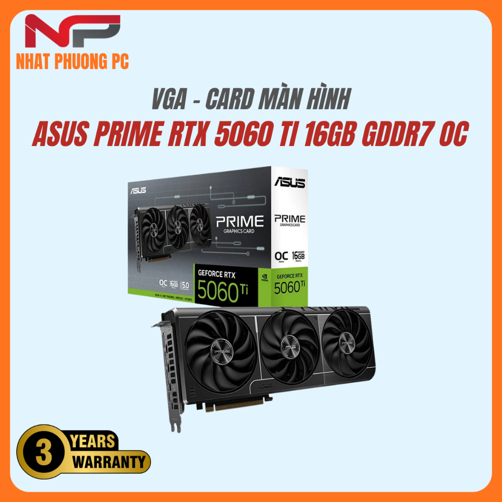 VGA ASUS PRIME RTX 5060 TI 16GB GDDR7 OC (PRIME-RTX5060TI-O16G)
