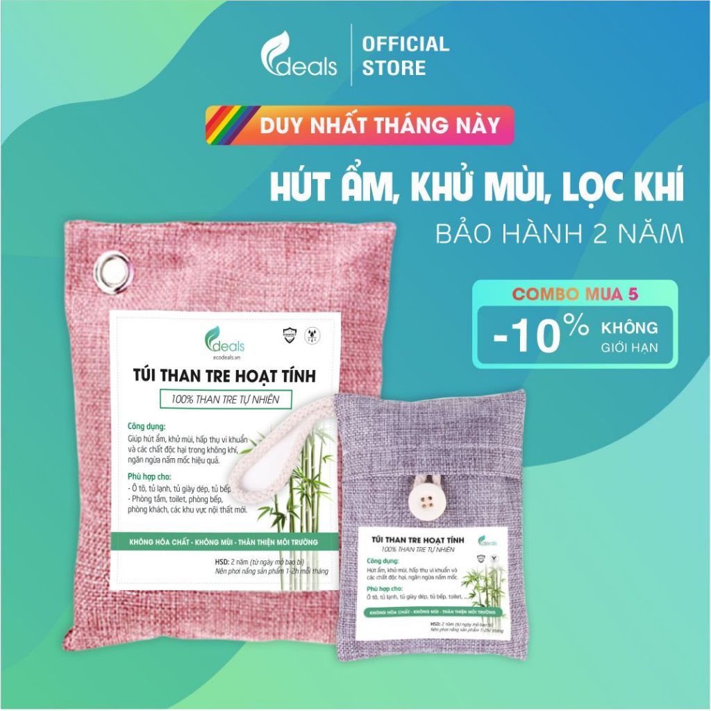 Than Tre Hoạt Tính Hút Mùi, Chống Nấm Mốc, Vi Khuẩn ECODEALS - Hỗ trợ làm mới…
