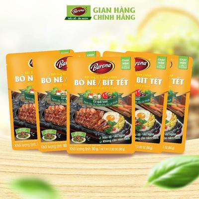 Combo 5 Gói gia vị Bò Né/ Bít Tết Barona 80g, chay mặn dùng được, ướp ngon chuẩn vị không cần nêm nếm