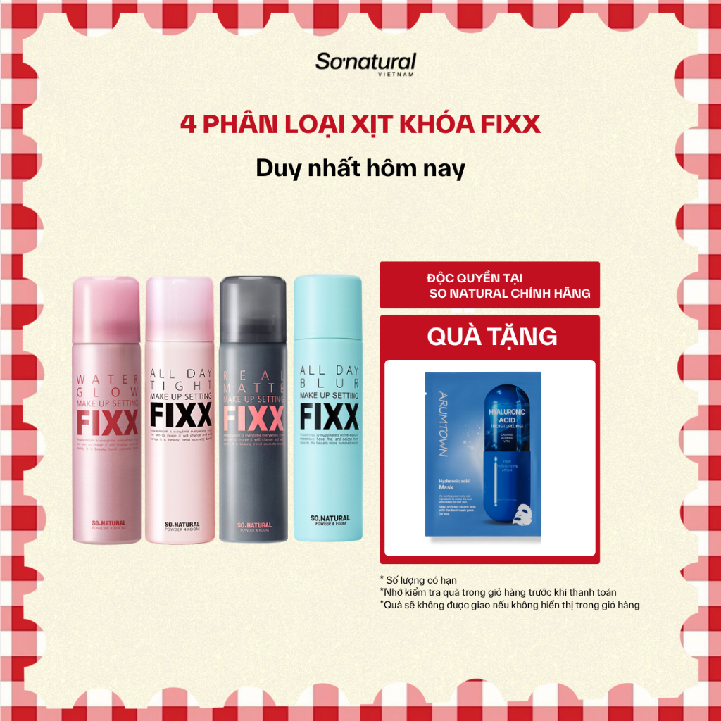 [75ML] Xịt Khóa Makeup Toàn Diện So Natural Phân Loại Theo Từng Loại Da All Day Tight - Real Matte - Water Glow