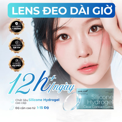 Kính Áp Tròng Trong Suốt Angel Eyes Cao Cấp Silicone Hydrogel Đeo Dài Giờ 12H+ (Độ Cận 1 - 15 Độ)