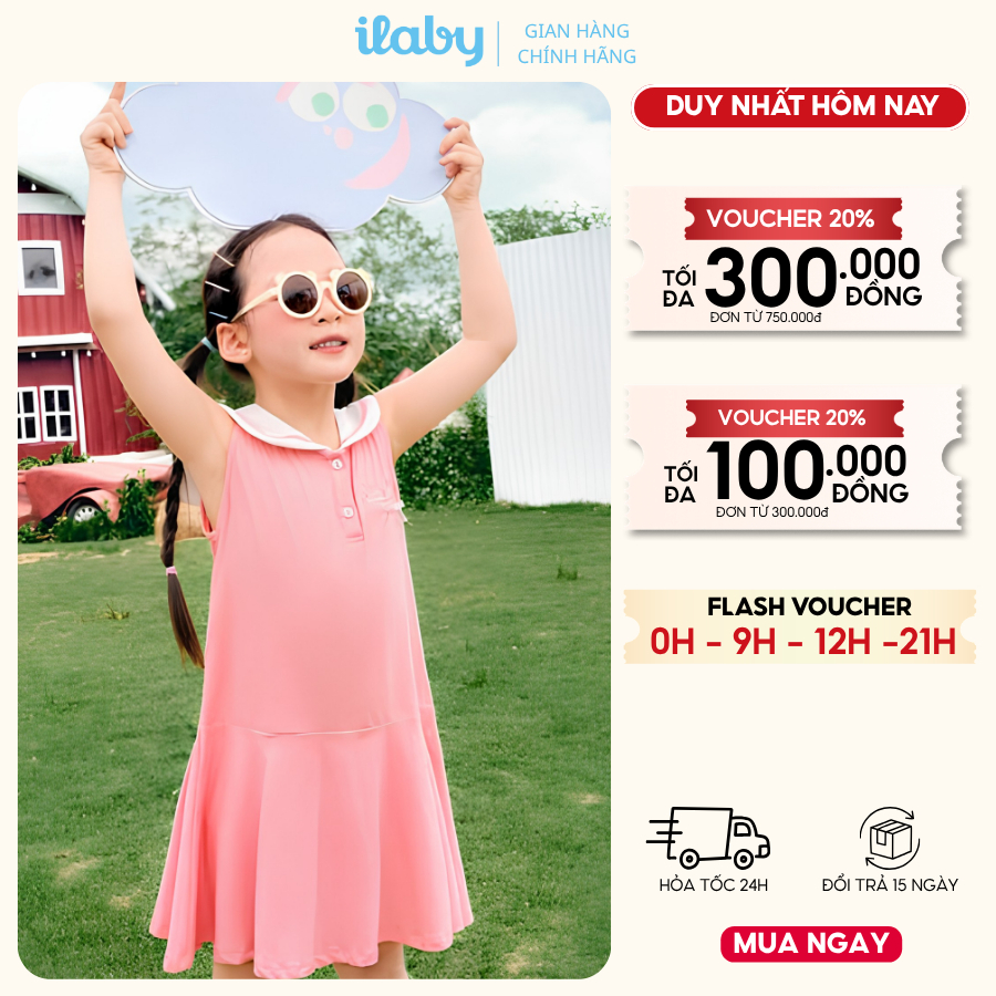 Váy bé gái ILABY HCM váy polo dáng xòe cổ thủy thủ phong cách thể thao [3899]