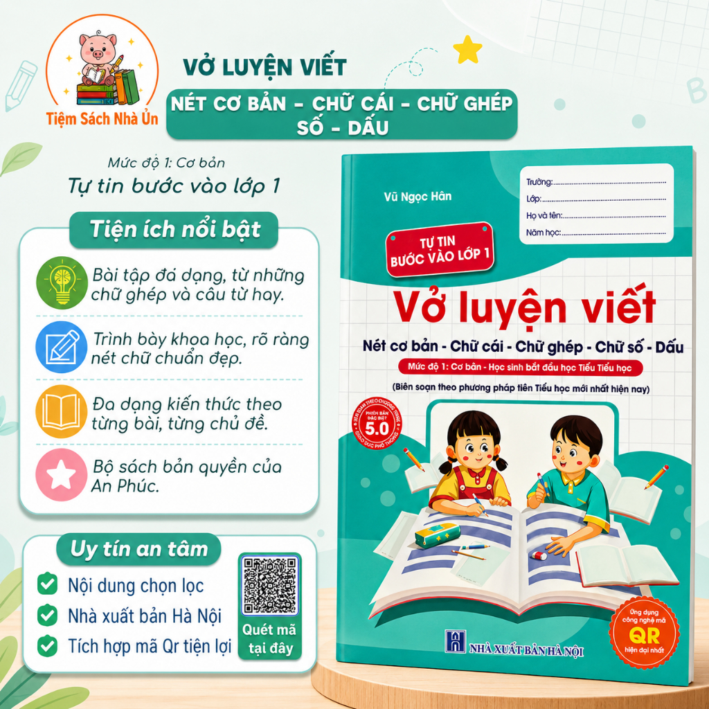 Sách, Vở Luyện Viết Trọn Bộ, Tự Tin Bước Vào Lớp 1 { Ứng dụng QR code 5.0 hiện đại nhất }