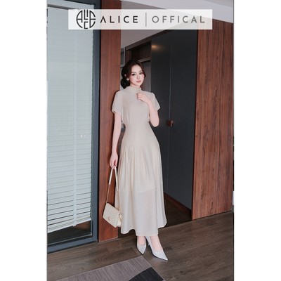 Set Váy Tiểu Thư Alice Chất Tơ Mềm, Áo Cổ Tròn Buộc Dây Nơ Lưng Phối Chân Váy Xếp Ly Dáng Xòe S1107