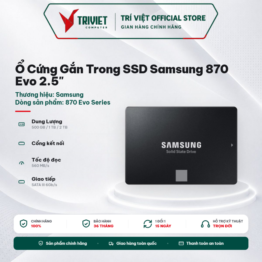Ổ Cứng Gắn Trong SSD Samsung 870 Evo 2.5" SATA III (500GB / 1TB / 2TB) Nâng Cấp Máy Tính Laptop