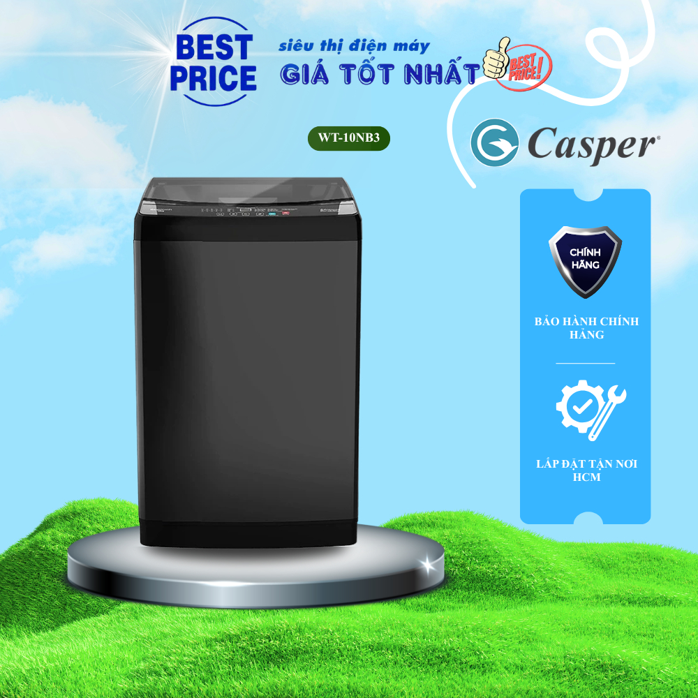 WT-10NB3 Máy giặt Casper – 10kg, lồng đứng, Inverter, giặt sạch sâu WT-10NB3