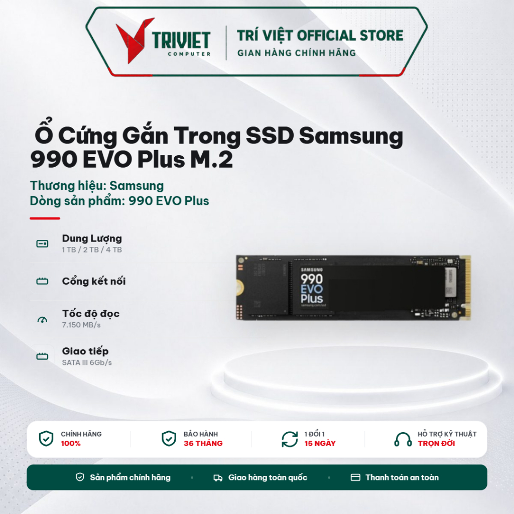 Ổ Cứng Gắn Trong SSD Samsung 990 EVO Plus M.2 2280 NVMe PCIe Gen 4x4 / 5x2 (1TB / 2TB / 4TB) Tốc Độ 
