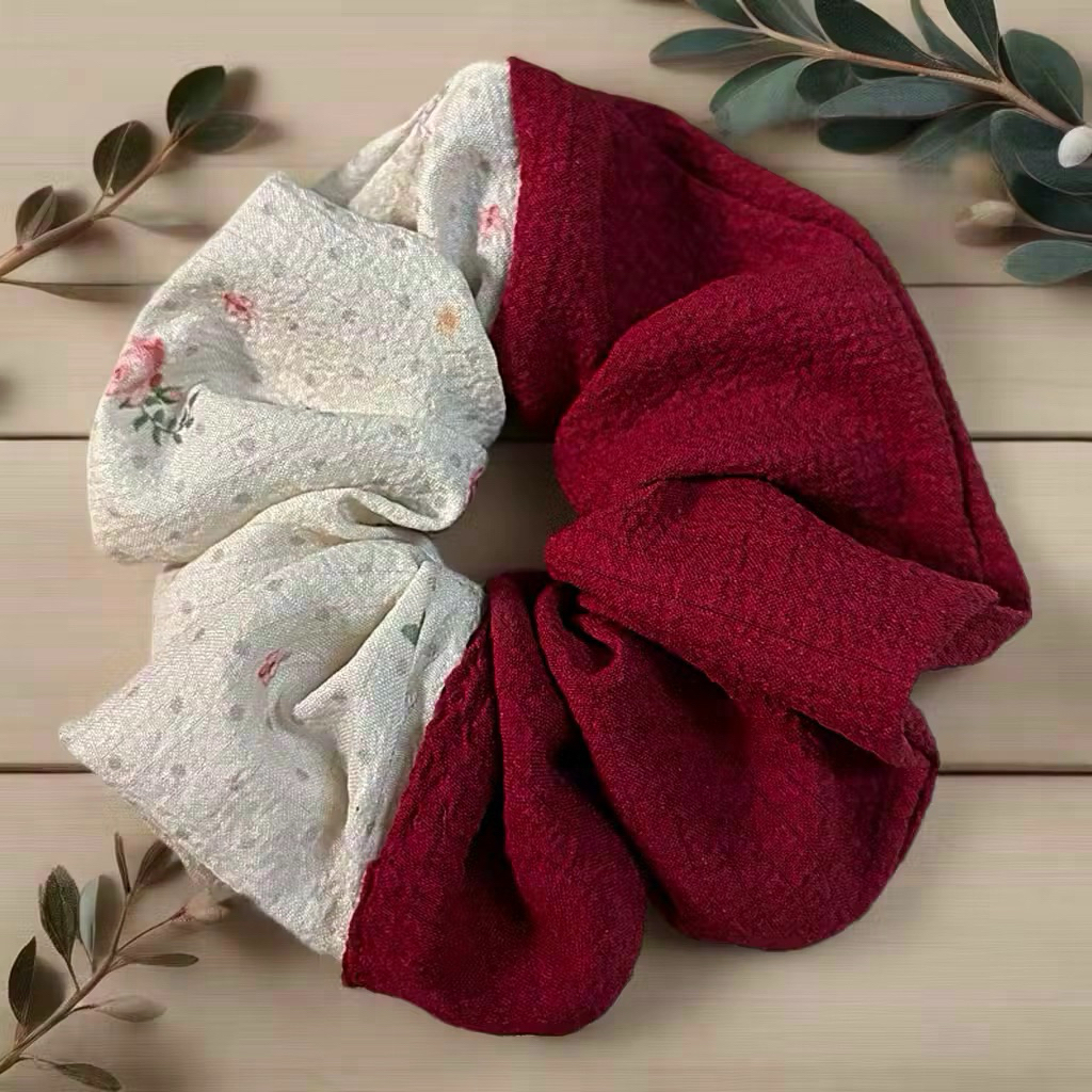 Scrunchies Dây buộc tóc vải to phồng