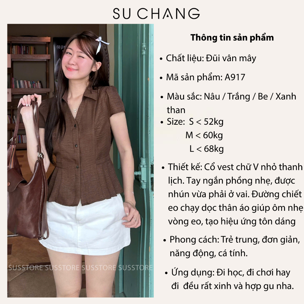 Áo Sơ Mi Gân Dọc Xếp Li Hai Bên Buộc Eo A917 Su Chang Thời Trang Nữ | BigBuy360 - bigbuy360.vn