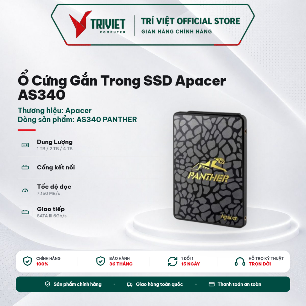 Ổ Cứng Gắn Trong SSD Apacer AS340 120GB 2.5 Inch SATA III 6Gb/s AP120GAS340G-1 Tốc Độ Đọc 550MB/s