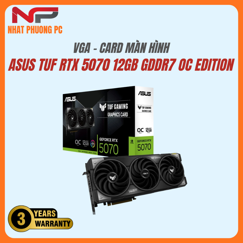 VGA ASUS TUF GAMING RTX 5070 12GB GDDR7 OC EDITION (TUF-RTX5070-O12G-GAMING)