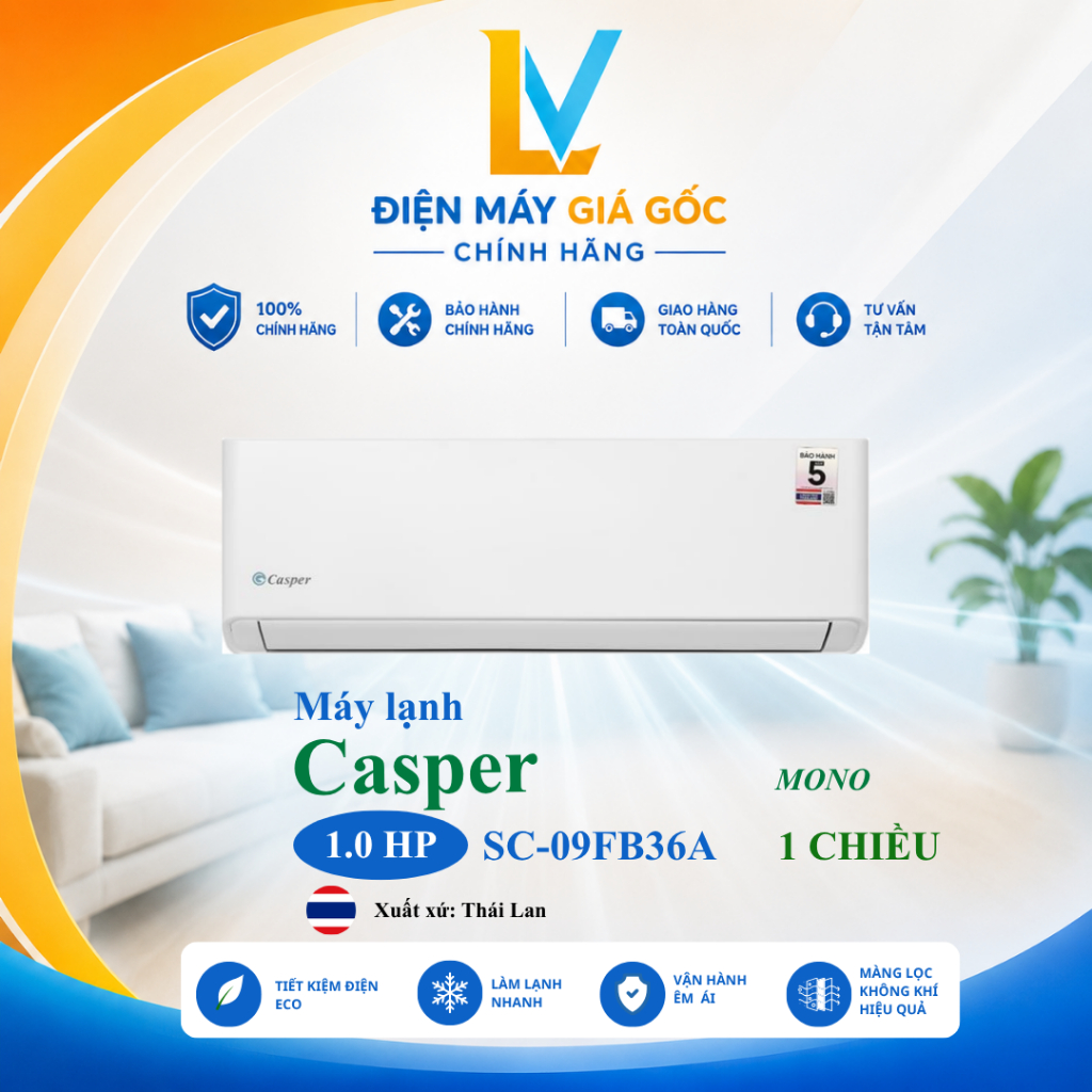 SC-09FB36A | Máy lạnh Casper Mono 1.0 HP SC-09FB36A - Xuất xứ Thái Lan - Hàng chính hãng