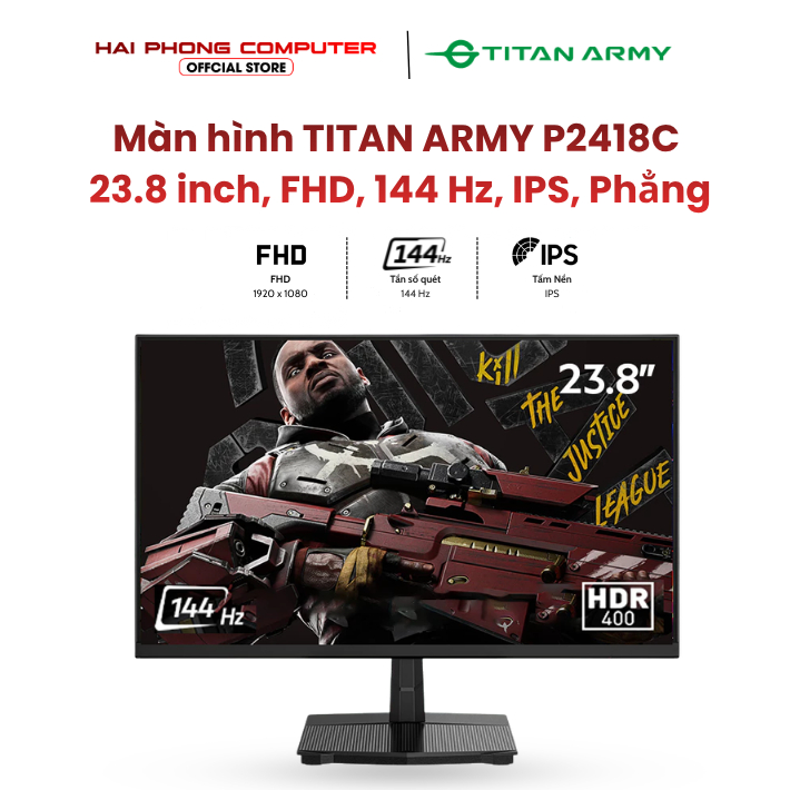 Màn hình LCD Titan Army P2418C 23.8 inch | FHD | 144 Hz | IPS | Phẳng - Hàng chính hãng