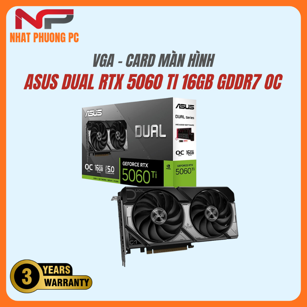 VGA ASUS DUAL RTX 5060 TI 16GB GDDR7 OC