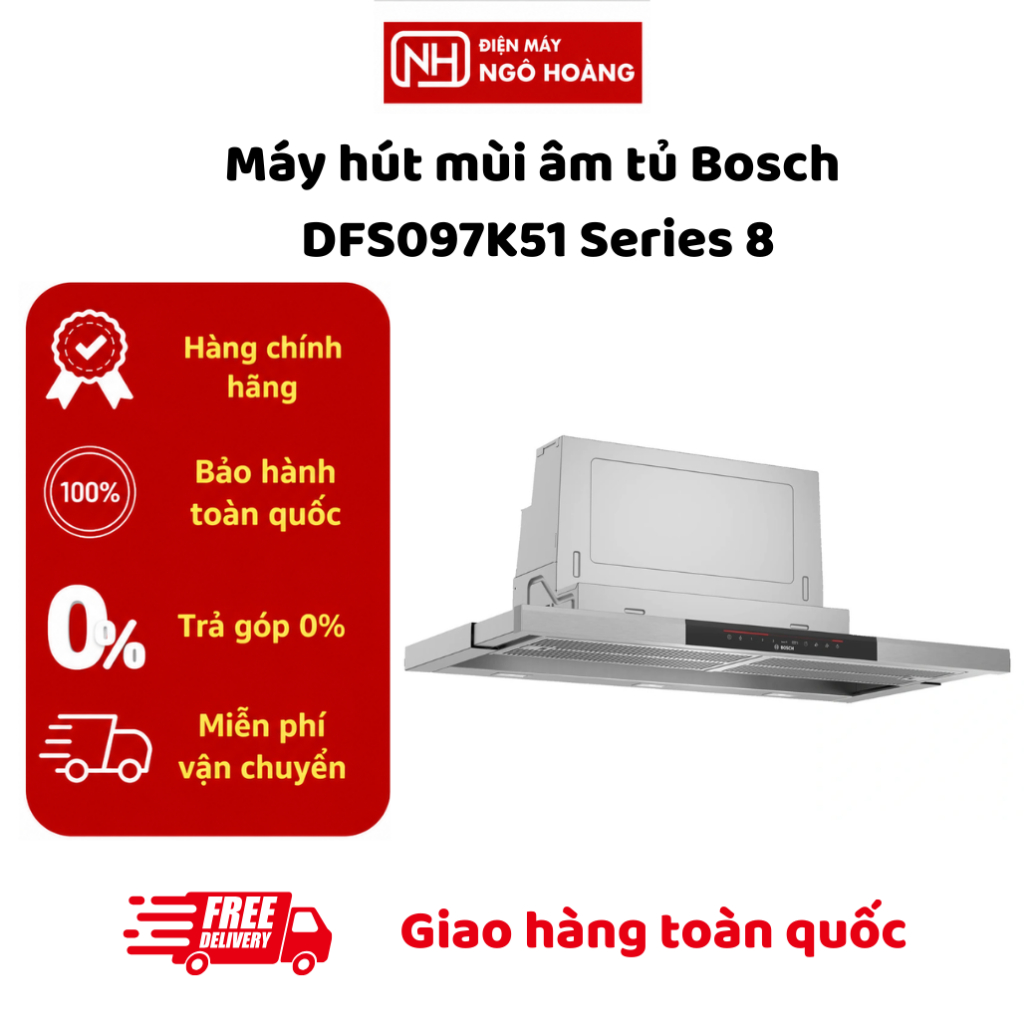 DFS097K51 - Máy Hút Mùi Âm Tủ Bosch DFS097K51 Serie 8 90cm Điều Khiển Cảm Ứng Chính Hãng