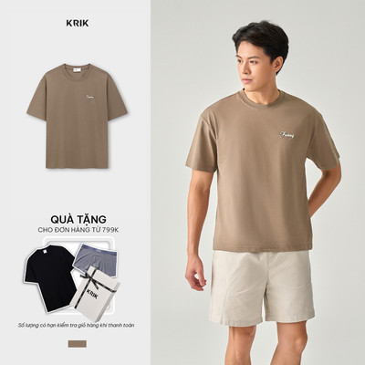 Áo Phông Nam KRIK Form Classic Chất Cotton Mềm Mại Thiết Kế Logo Thêu Độn AP1554