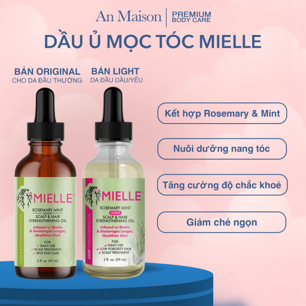 Mielle Dầu Dưỡng Dài Tóc Mielle Organics Rosemary Mint Scalp & Strengthening Oil 59ml Giúp Mọc Tóc