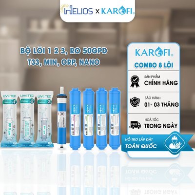 Combo 8 Lõi Lọc Nước Karofi KSI80-A Chính Hãng – Bộ Lõi 12345689 Thay Thế Máy Lọc Nước RO