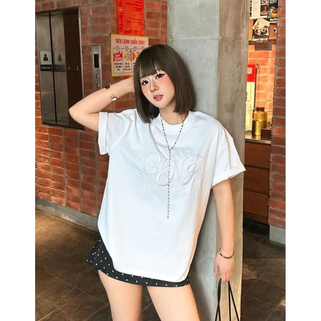 NEW] Áo Thun Boxy Sing Tee Nevasome Cotton 250gsm Local Brand Tay Lỡ Form Boxy Rộng Nam Nữ Cốm Seola