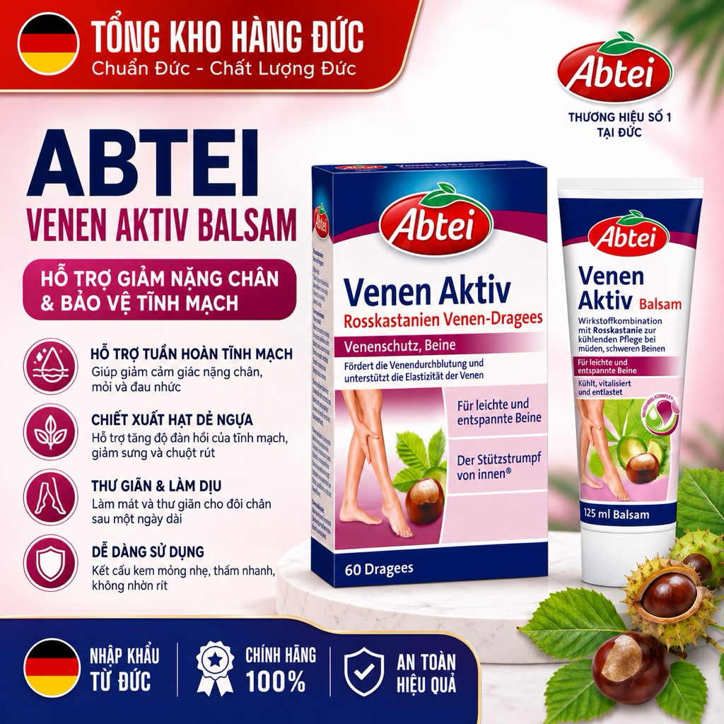 Kem bôi chống giãn tĩnh mạch Abtei Venen Aktiv