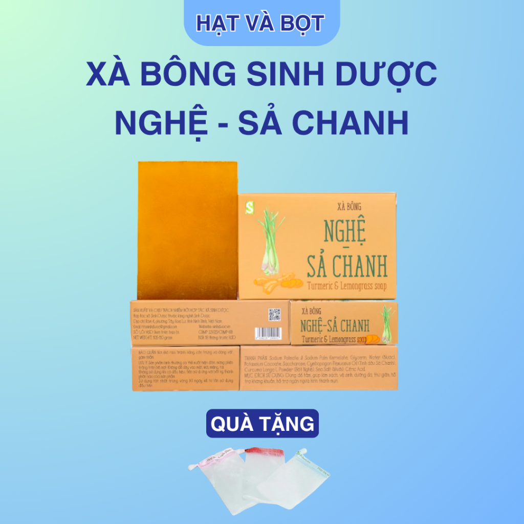 Xà bông Nghệ -  Sả Chanh 110g, làm sạch, dưỡng da, thư giãn - Sinh Dược