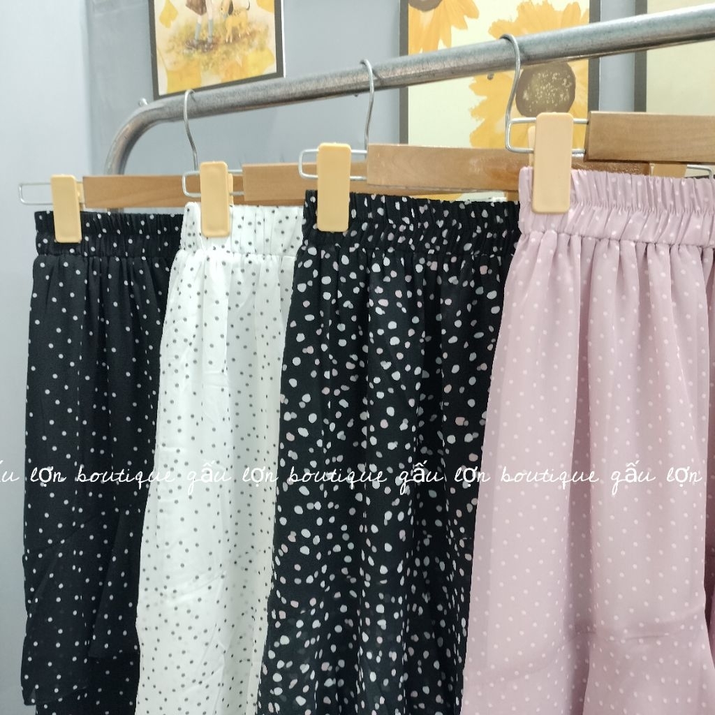 Chân váy midi chấm bi hoa nhí bèo chéo ulzzang hàn quốc | BigBuy360 - bigbuy360.vn