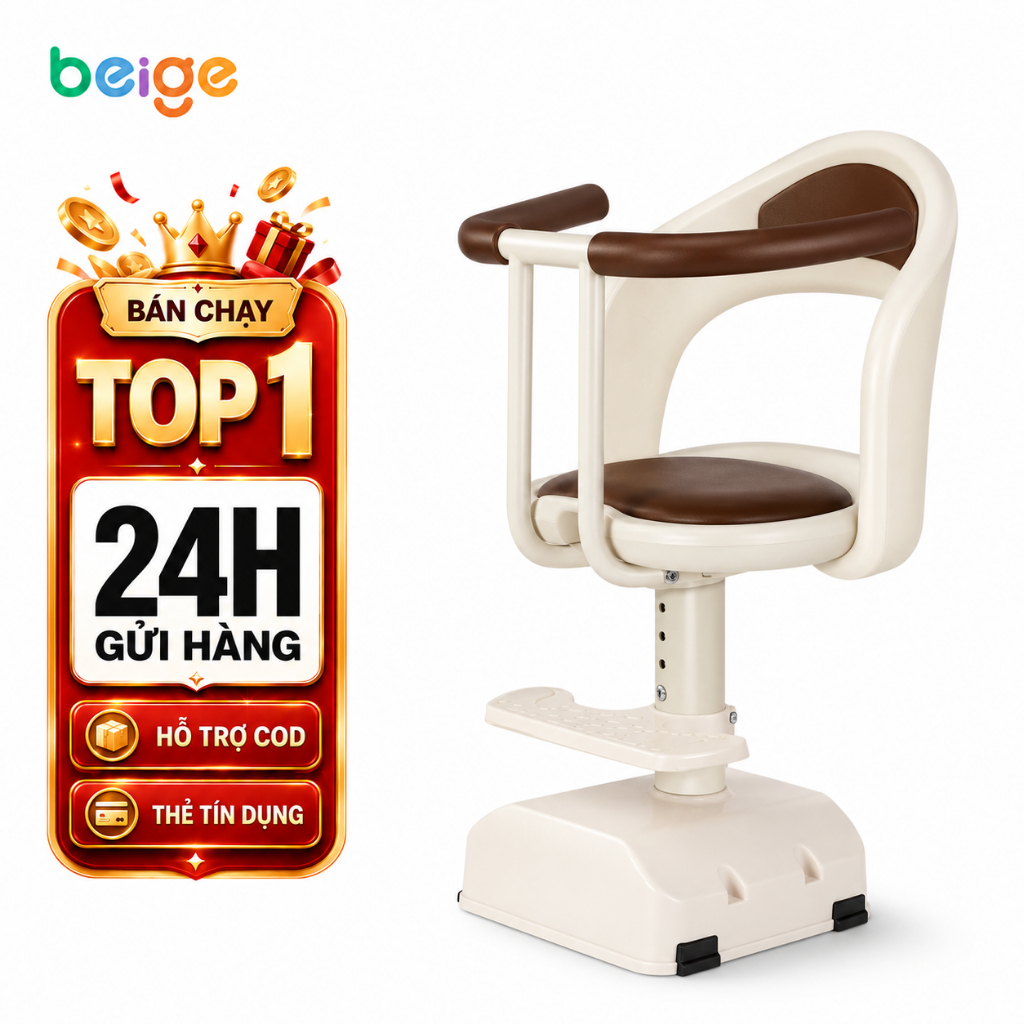 Beige ghế ngồi xe máy cho bé xe vision, Ghế trước của xe, có dây an toàn, kèm dây cố định