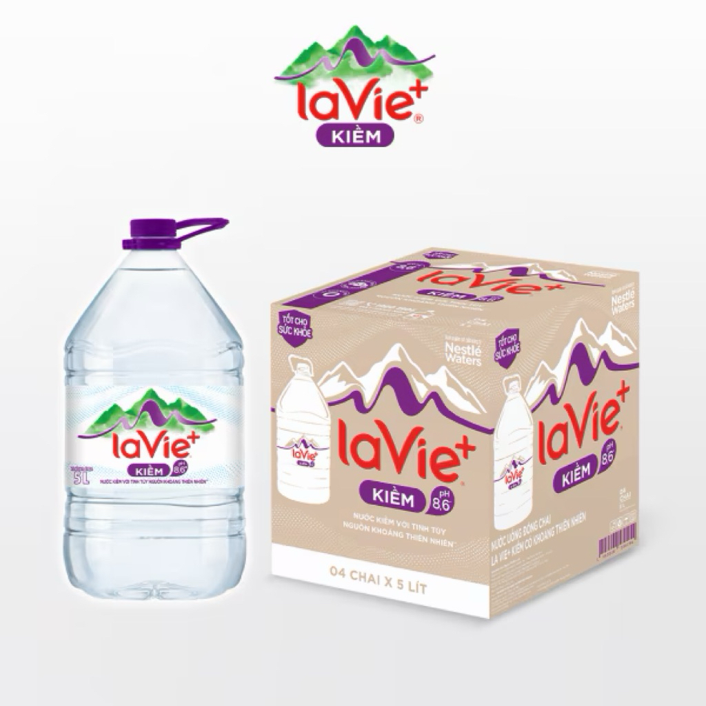 thùng 4 bình 5 lít nước khoáng Lavie kiềm- lavie 5Lit