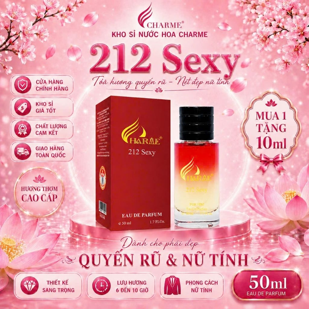 Nước Hoa Nam Charme 212 Sexy 50ml unisex sexy tự tin