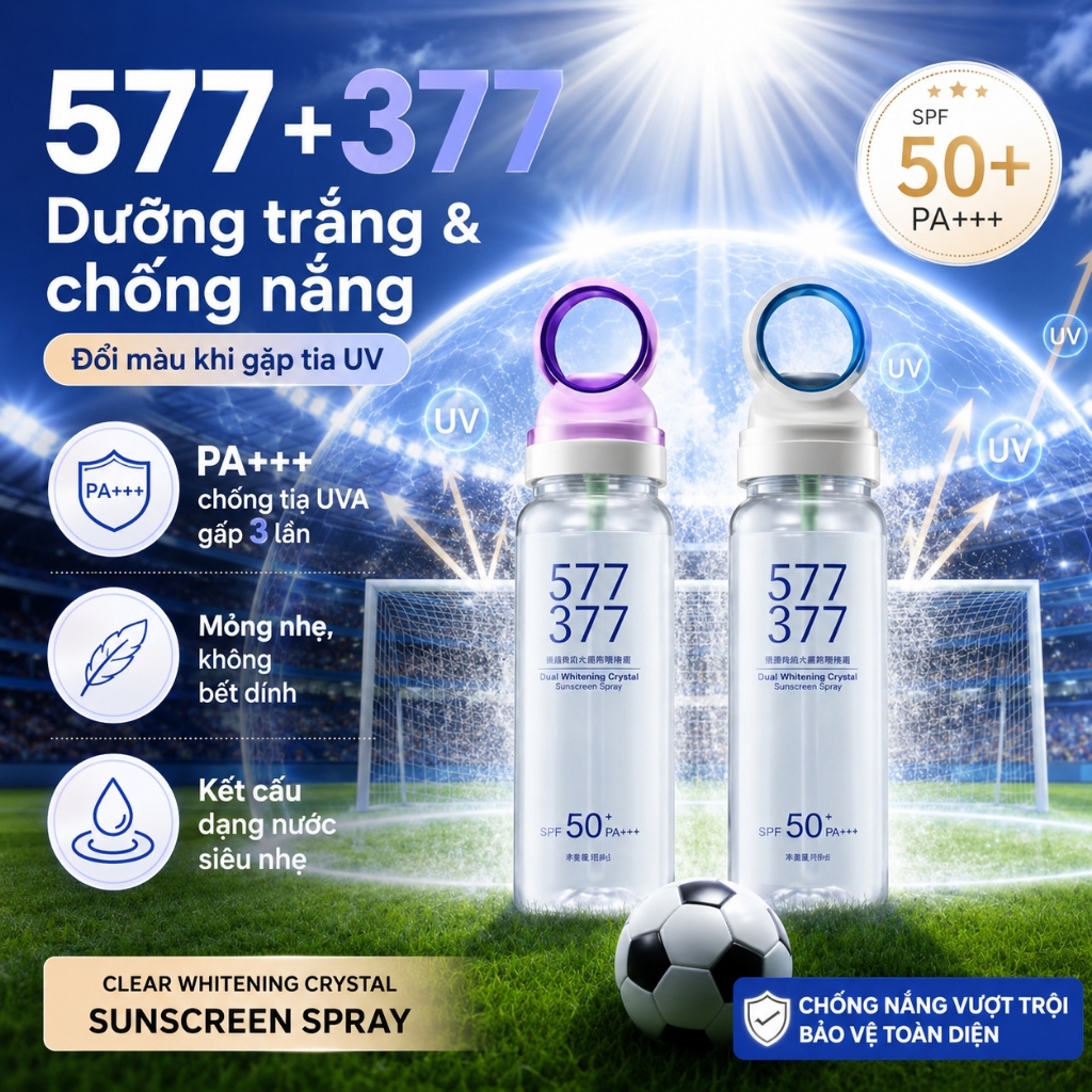 Xịt chống nắng Socus 377/577 SPF50+ PA+++ - Siêu chống nắng, không nhờn rít, thấm nhanh cho da sáng 