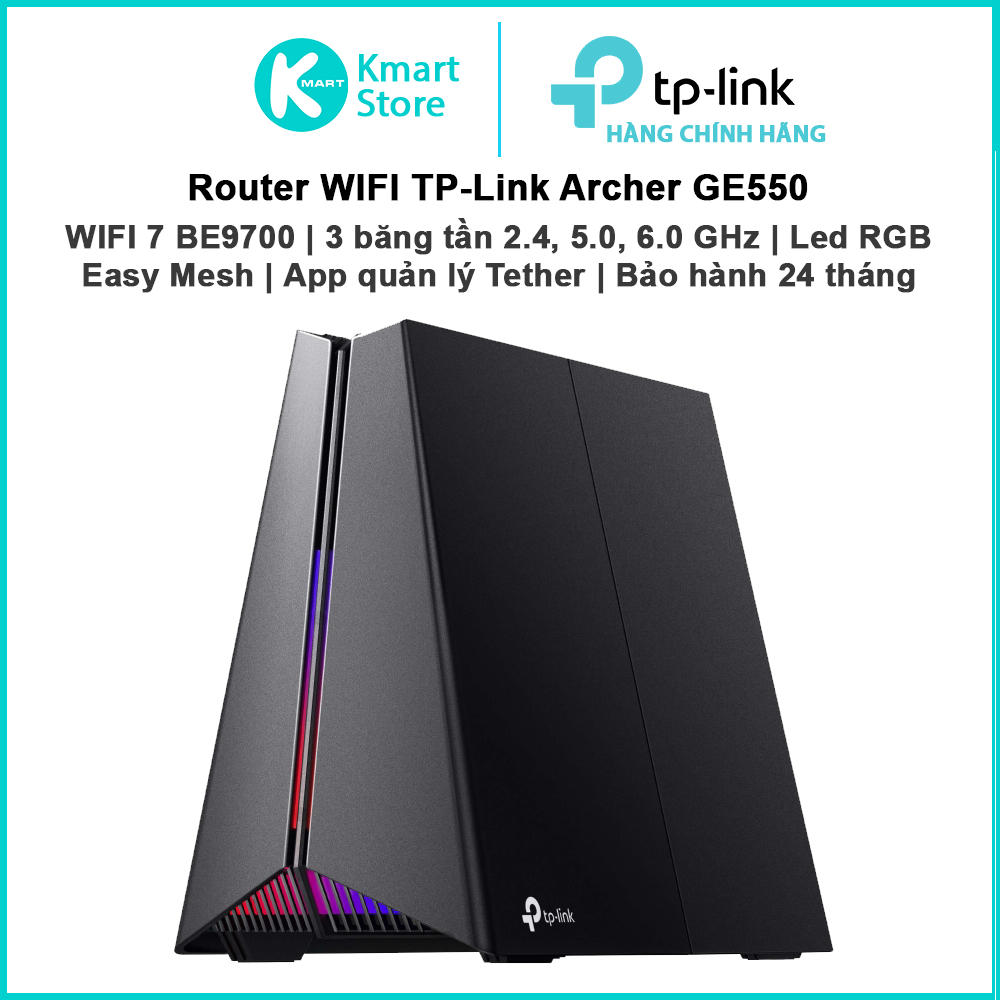 Router WIFI Gaming TP-Link Archer GE550 | WIFI 7 BE9300 | 3 băng tần | MLO | EasyMesh | App Tether |