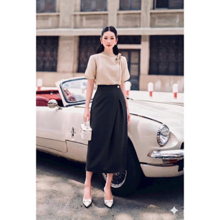 Chân váy A dài 2 cúc nhựa