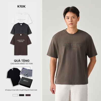 Áo Phông Nam KRIK Form Classic Chất Cotton Mềm Mịn Thiết Kế Thêu In Hiện Đại AP1458