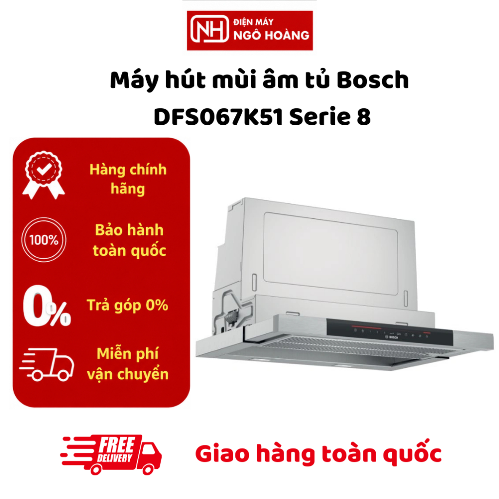 DFS067K51 - Máy Hút Mùi Âm Tủ Bosch DFS067K51 Serie 8 60cm Điều Khiển Cảm Ứng Chính Hãng
