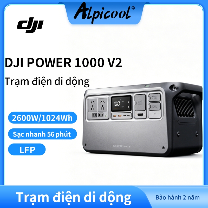 Trạm sạc di động DJI Power 1000V2 2600W/1024WH 220V Pin dự phòng Pin di động Trạm sạc cắm trại ngoài