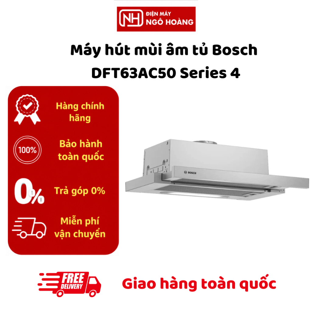 DFT63AC50 - Máy Hút Mùi Âm Tủ Bosch DFT63AC50 Serie 4 60cm Màu Bạc Chính Hãng