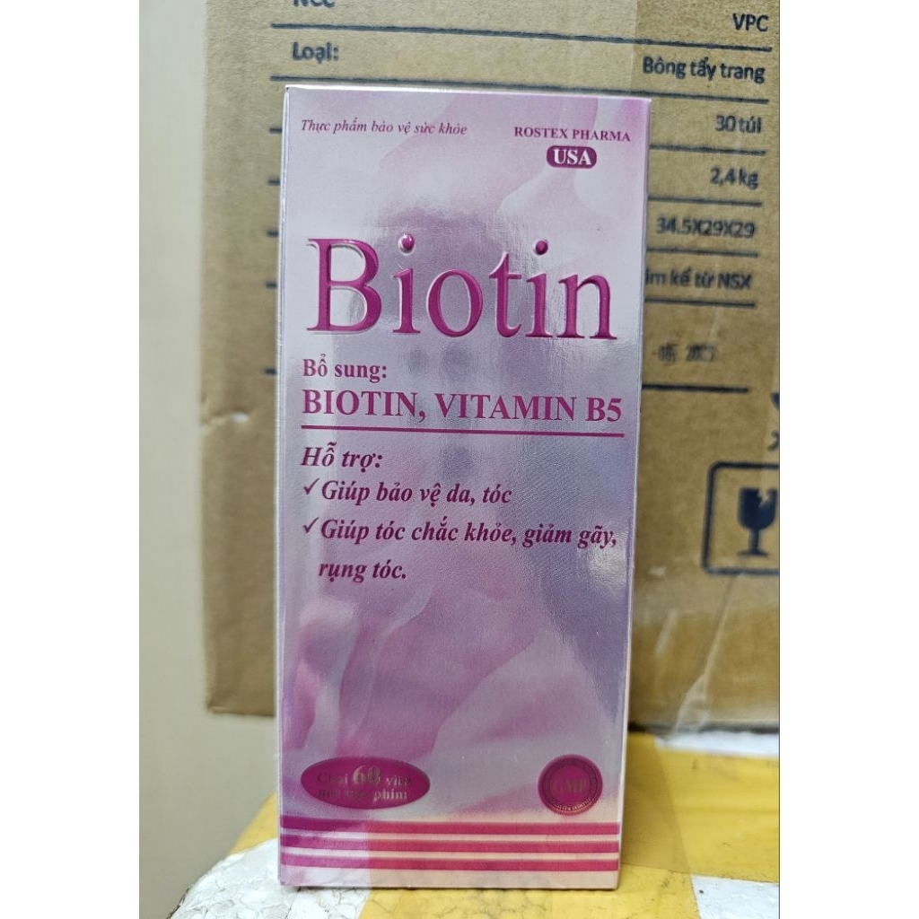 Viên uống Biotin Vitamin B5 giúp tóc chắc khỏe lọ 60 viên