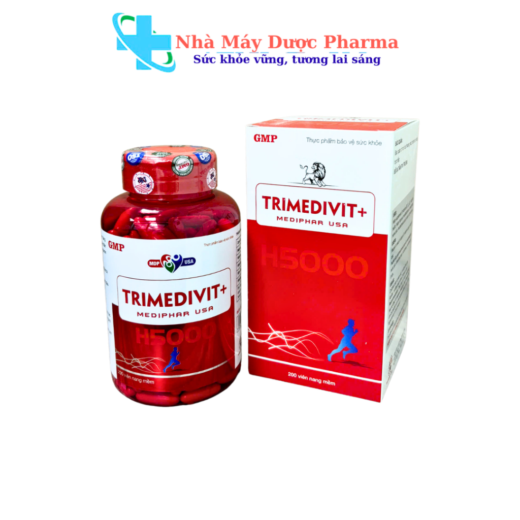 Viên Uống TRIMEDIVIT+ H5000 MDP Vitamin B1 B6 B12 Kết Hợp Canxi Magie Kẽm - Hộp 200 Viên