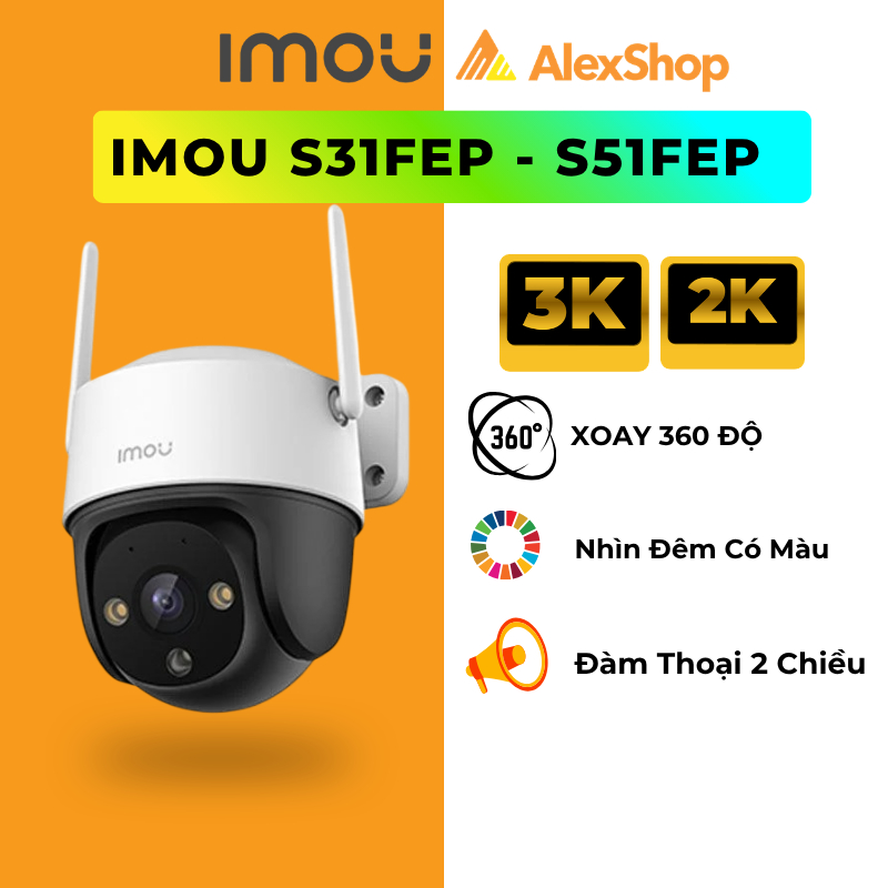 [2026] Camera IMOU S51FEP- S31FEP, Đàm Thoại 2 Chiều,Thông Minh Xoay 360 Báo Động- Camera Ngoài Trời