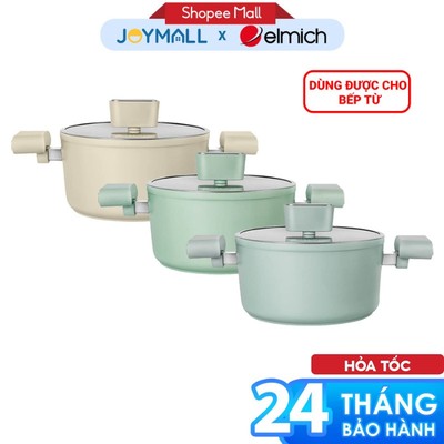Nồi Mem Sứ Elmich  EL-5203BE EL-5203SK EL-5203GY, Size 18 20 24 cm, Dùng Cho Mọi Loại Bếp, Hàng Chính Hãng - JoyMal
