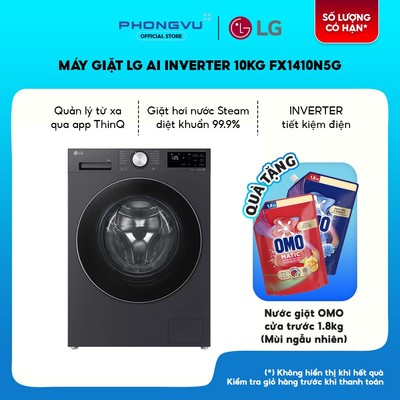 Máy giặt LG AI Inverter 10kg FX1410N5G - Giặt hơi nước Steam, Động cơ AI DD - Bảo hành 24 tháng